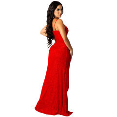 High Split Rhinestone Evening Dress Sequin Cocktail Dresses PQ5263