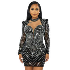 Wholesale Sequin Sexy Mini Dresses Rhinestone Club Dress PQ5385