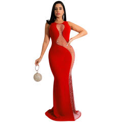 Black Sleeveless Rhinestone Cocktail Dresses Sequin Evening Dress PQ5580A
