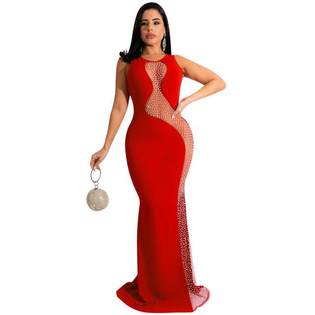 Black Sleeveless Rhinestone Cocktail Dresses Sequin Evening Dress PQ5580A