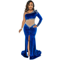 Rhinestone Cocktail Dresses One Shoulder Sequin Evening Dress PQ5593