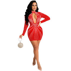 Black Backless Sequin Sexy Mini Dresses Rhinestone Club Dress PQ5565A