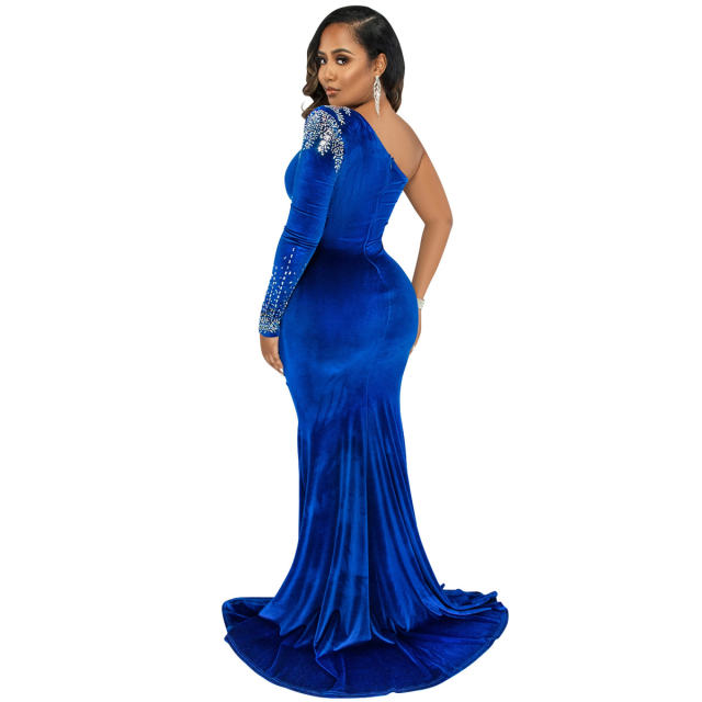 Rhinestone Cocktail Dresses One Shoulder Sequin Evening Dress PQ5593