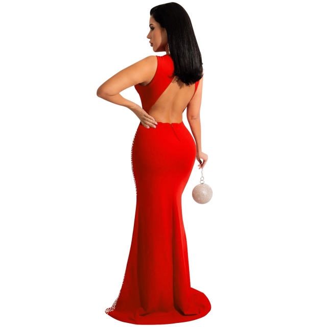 Black Sleeveless Rhinestone Cocktail Dresses Sequin Evening Dress PQ5580A