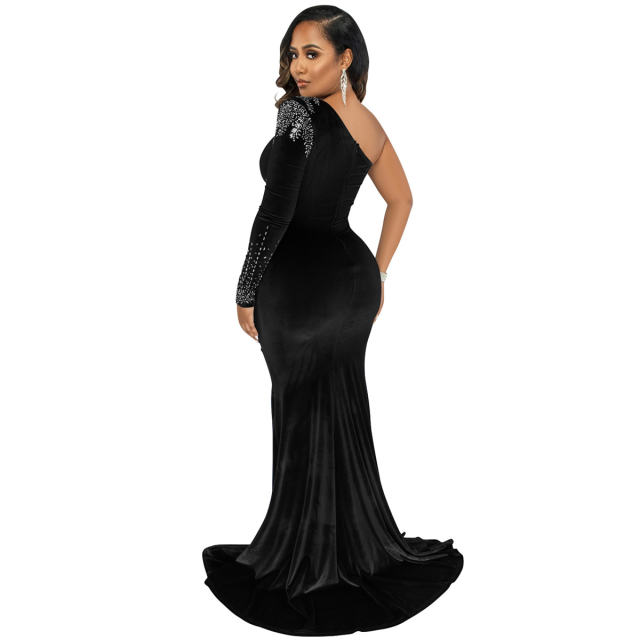 Rhinestone Cocktail Dresses One Shoulder Sequin Evening Dress PQ5593