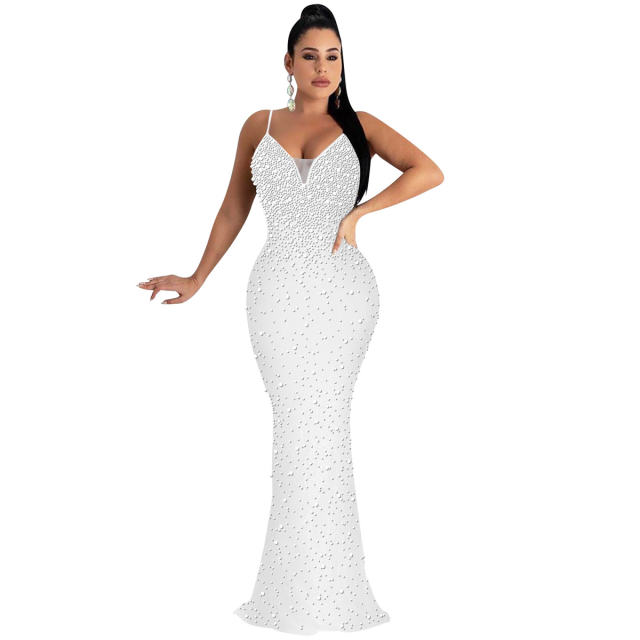 Sexy Sequin Evening Dress Floor Length Rhinestone Cocktail Dresses PQ5852
