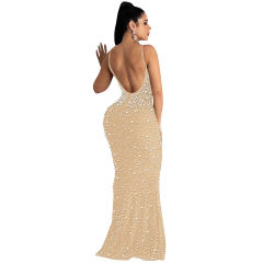 Sexy Sequin Evening Dress Floor Length Rhinestone Cocktail Dresses PQ5852