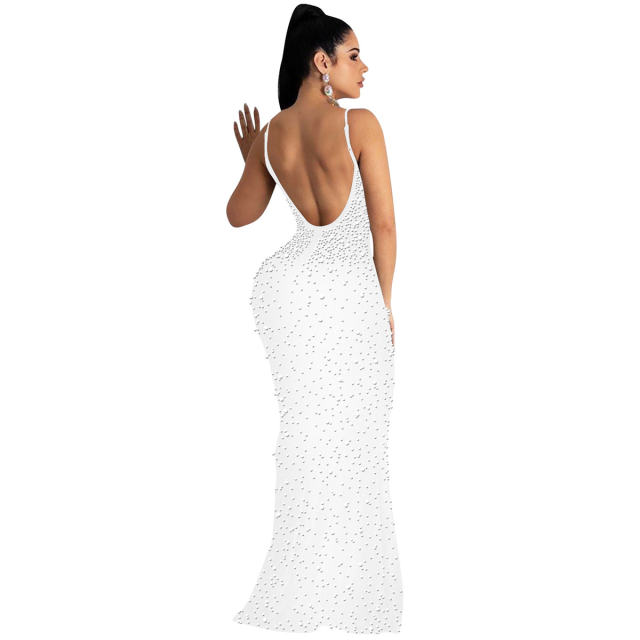 Sexy Sequin Evening Dress Floor Length Rhinestone Cocktail Dresses PQ5852