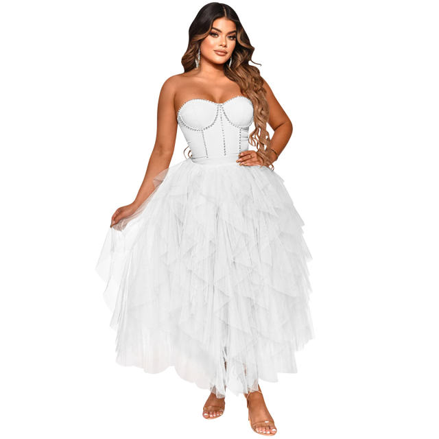 Red Sexy Rhinestone Cocktail Tutu Dresses Sequin Evening Dress PQ5709B