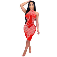 Sequin Sexy Mini Dresses Backless Rhinestone Club Dress PQ5708