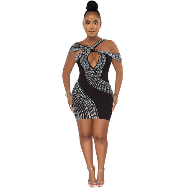 Rhinestone Party Dress For Women Sexy Sequin Mini Dresses PQ5921