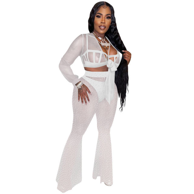 Rhinestone Streetwear Two Pieces Sets Women Sequin Jumpsuit PQ5869