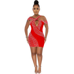 Rhinestone Party Dress For Women Sexy Sequin Mini Dresses PQ5921
