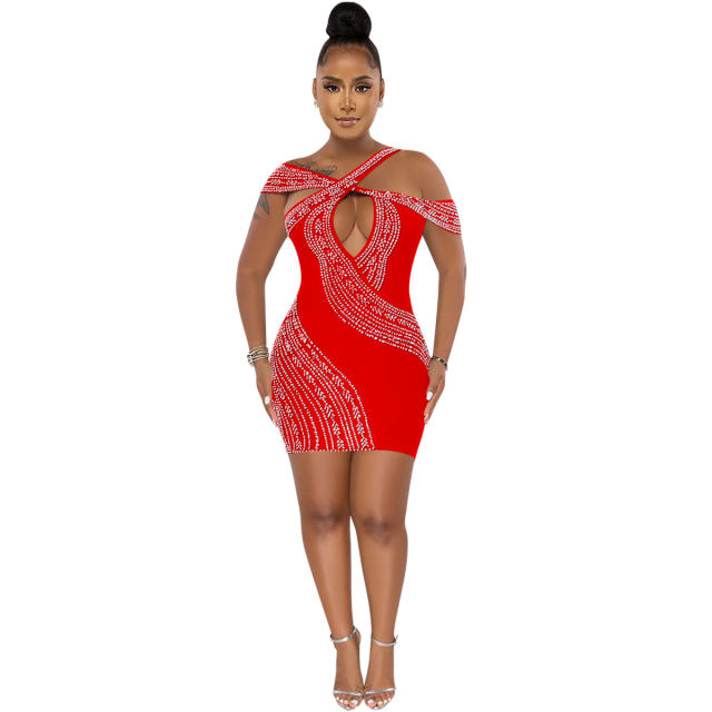 Rhinestone Party Dress For Women Sexy Sequin Mini Dresses PQ5921
