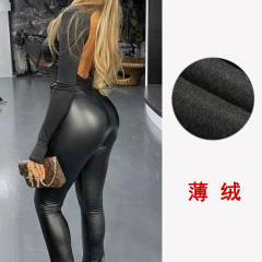 Winter High Waist PU Pants Faux Leather Fleece Leggings PQPU05