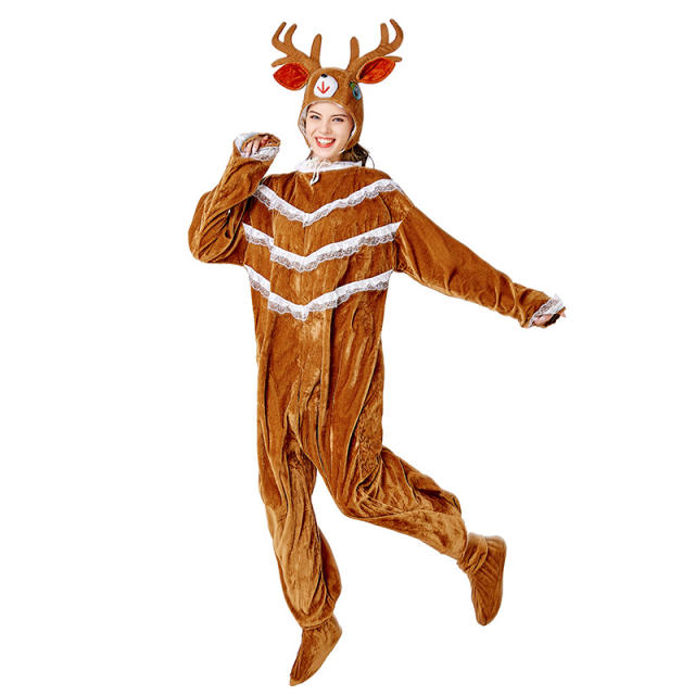 Elk Jumpsuit Women Christmas Uniform Reindeer Costume Sexy Xmas Fancy Dresses PQ3339