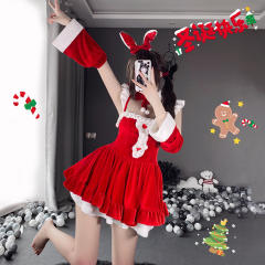 Red Christmas Dress Clubwear Fantasy Bunny Uniform Xmas Costume PQ345A