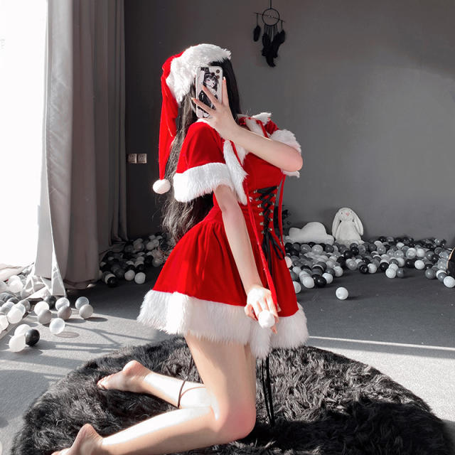Sexy Christmas Costume Fantasy Fancy Dress Santa Uniform PQ304