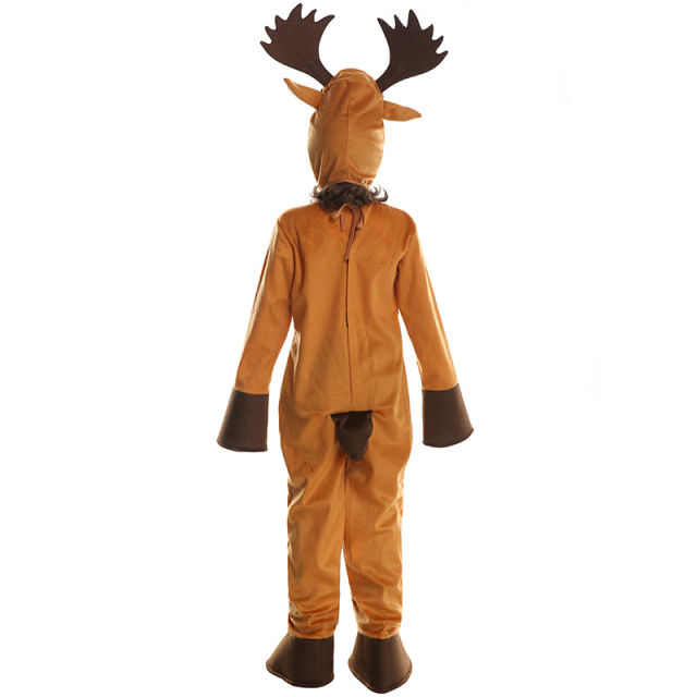 Christmas Elk Costume Kid Moose Uniform Xmas Reindeer Fancy Dress PQE666