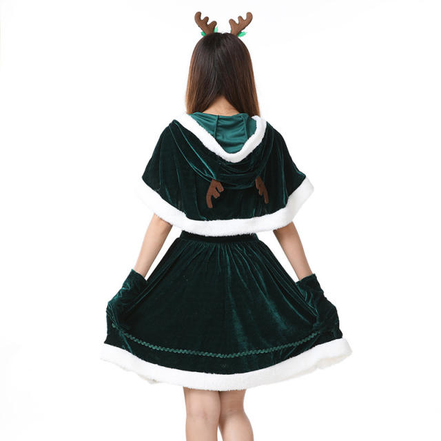 Woman Elk Costume Christmas Reindeer Fancy Dress Uniform Sexy Xmas PQ242