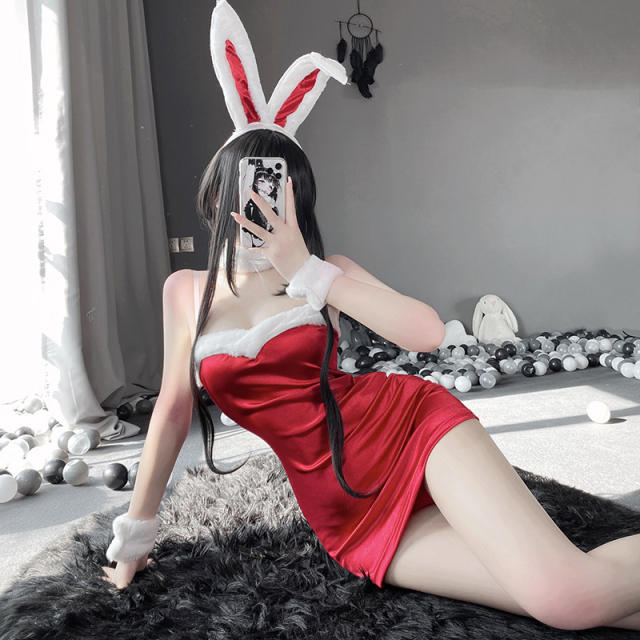 Christmas Bunny Girl Uniform Xmas Rabbit Costume Santa Fancy Dress PQ348