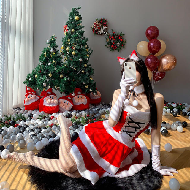 Xmas Rabbit Costume Christmas Bunny Girl Uniform Santa Fancy Dress PQ309