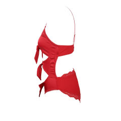 Red Satin Teddy Lingerie Women Sexy Bodysuit Valentine PQ2002