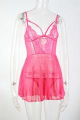 Red Mesh Valentine Babydoll Lingerie Sexy Nightdress For Women PQ4157