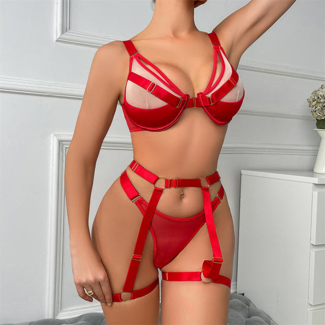 Women Red Sexy Lingerie Valentine Bandage Bra Sets PQ0041