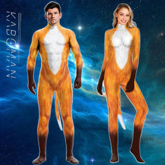 Adult Fox Cosplay Costume Unisex Lowrie Carnival Jumpsuit PQB1005