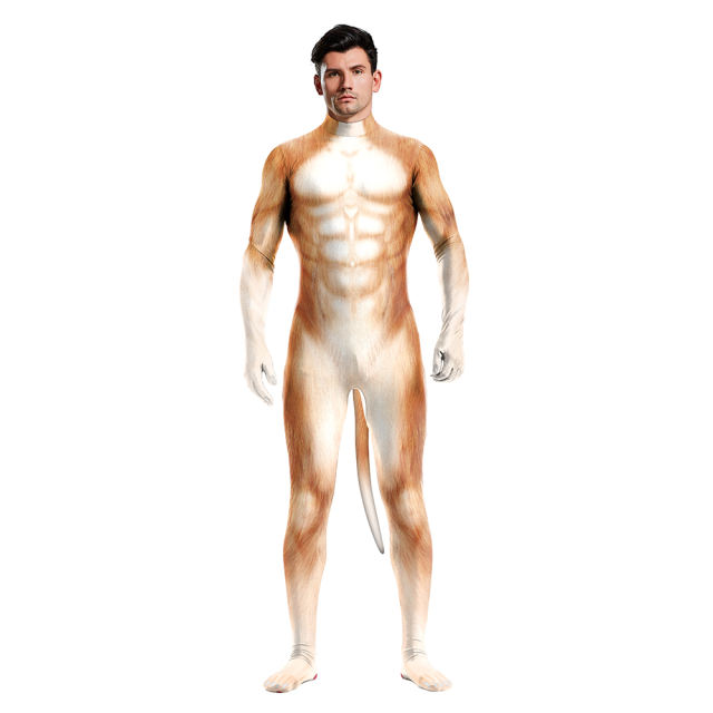 Adult Ape Man Cosplay Costume Unisex Pithecanthropus Carnival Jumpsuit PQB1013