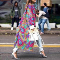 Digital Printing Winter Jacket Double-sided Lapel Fashion Woolen Coat PQ2890