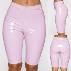Ladies Faux Leather Shorts Hot Pants Nightclub Wetlook Pants PQ050