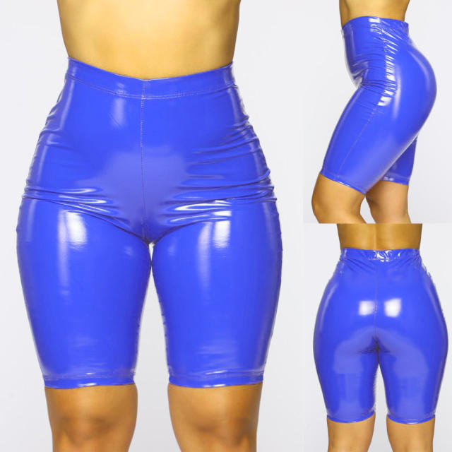 Ladies Faux Leather Shorts Hot Pants Nightclub Wetlook Pants PQ050