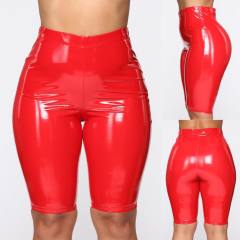 Ladies Faux Leather Shorts Hot Pants Nightclub Wetlook Pants PQ050