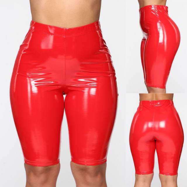 Ladies Faux Leather Shorts Hot Pants Nightclub Wetlook Pants PQ050