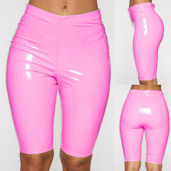 Ladies Faux Leather Shorts Hot Pants Nightclub Wetlook Pants PQ050