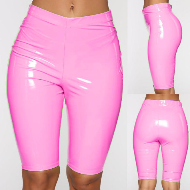 Ladies Faux Leather Shorts Hot Pants Nightclub Wetlook Pants PQ050
