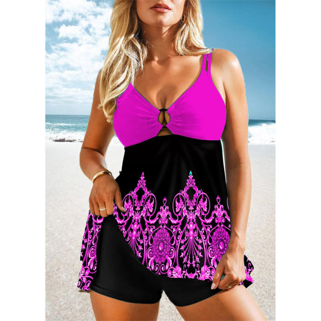 Women Plus Size Tankinis Super Size Beachwear Print Swimwear PQ8191