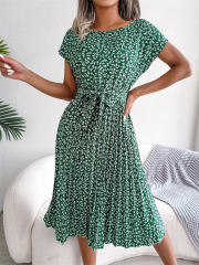 Floral Summer Midi Dresses Women Cold Sleeve Casual Dress PQ8352