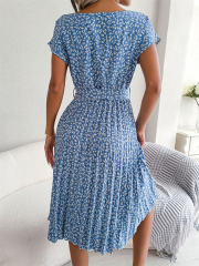 Floral Summer Midi Dresses Women Cold Sleeve Casual Dress PQ8352