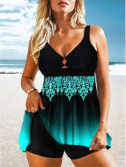 Women Plus Size Tankinis Super Size Beachwear Print Swimwear PQ8191