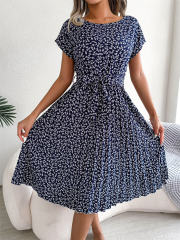 Floral Summer Midi Dresses Women Cold Sleeve Casual Dress PQ8352