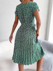 Floral Summer Midi Dresses Women Cold Sleeve Casual Dress PQ8352