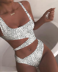 One Piece Swimsuit Women Sides Cut Hollow Out Sexy Bathing Sets PQ8971