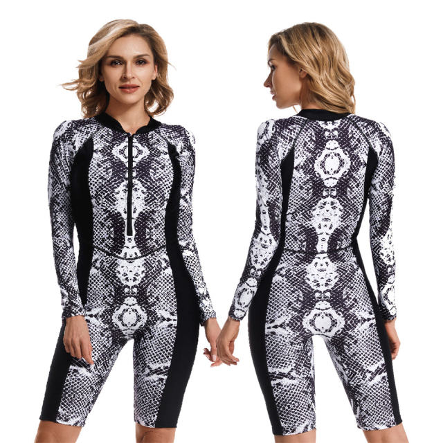 Women Long Sleeve Swimwear Sunscreen Diving Suit Surfing Suit PQ8893