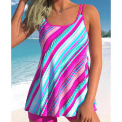 Spaghetti Strap Tankini Women Digital Print Swimsuit Sexy Swimwear PQ8465
