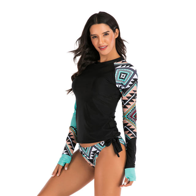 Sunscreen Long Sleeve Tankini Women Surfing Suit Swimsuit Diving Suit PQ7794