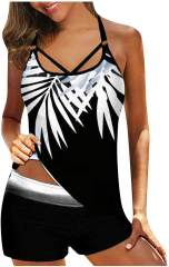 Women Halter Tankini Digital Print Swimsuit Sexy Swimwear PQ2202