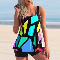 Spaghetti Strap Tankini Women Digital Print Swimsuit Sexy Swimwear PQ8465